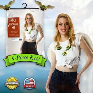 Holy Guacamole 5-Piece Adult Costume Kit - Angel Wings, Halo, Avocado Patches